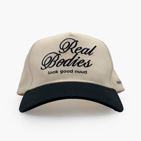 NWOT NUUDS "Real Bodies" Unisex Snapback Hat (Black/Cream | O/S) - Picture 1 of 11